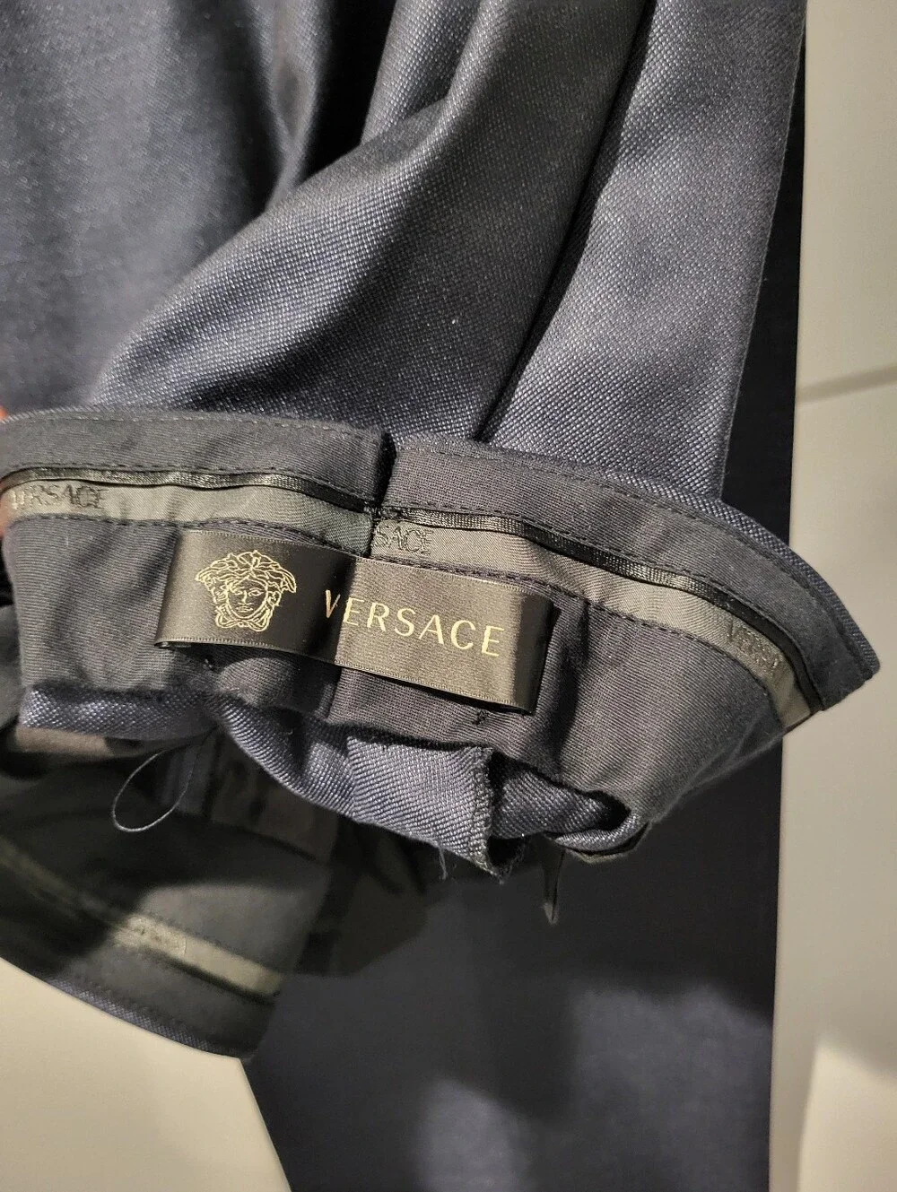 Versace Men's Dark Navy Double-Breasted Suit Jacket & Pants Set Size 58